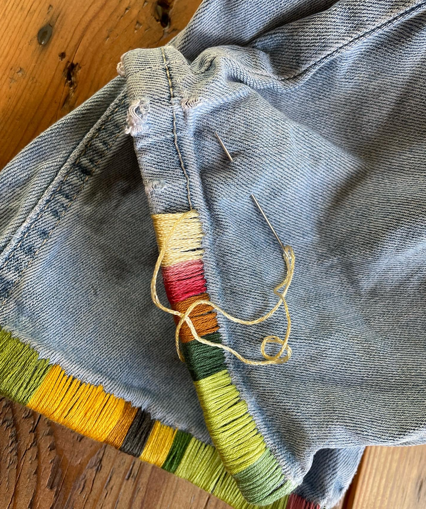 Visible Mending Jeans — kathy makes stuff
